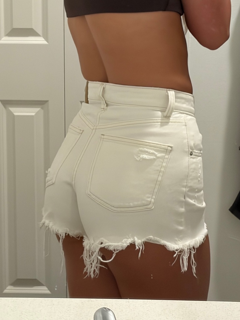 Cotton On high waisted White Jean shorts
